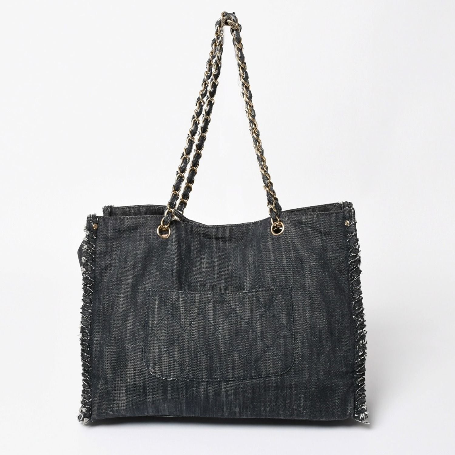 Chanel Chain Tote Bag Night Flight Embroidery CC Logo Denim — view 2
