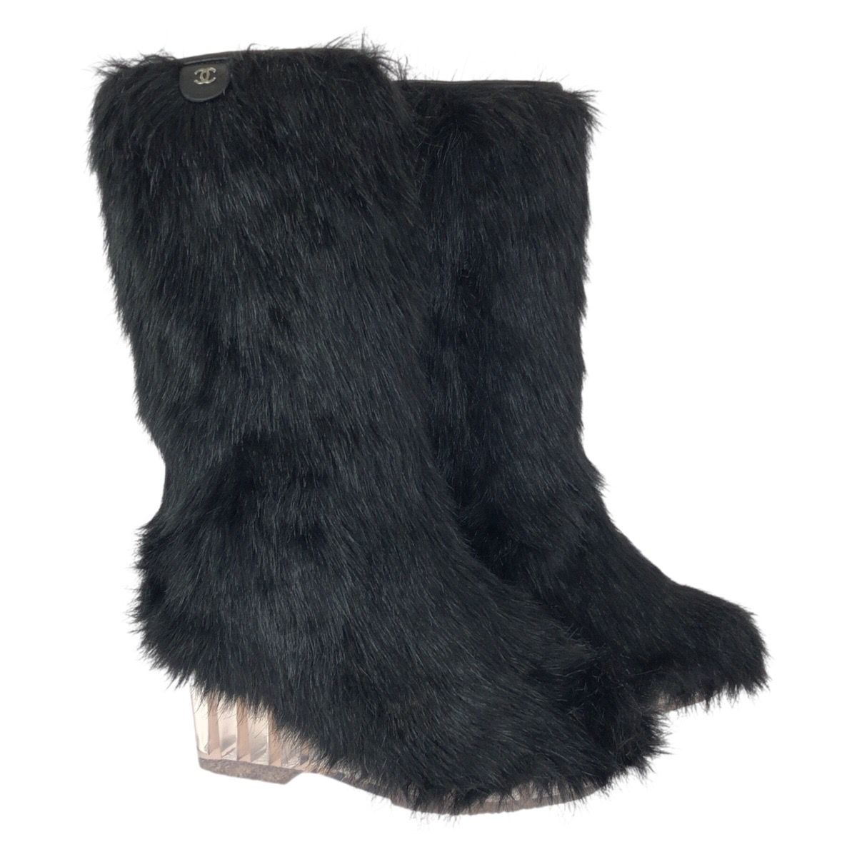 Chanel Fantasy Black Silver Acrylic Polyester Boots 37 — view 3
