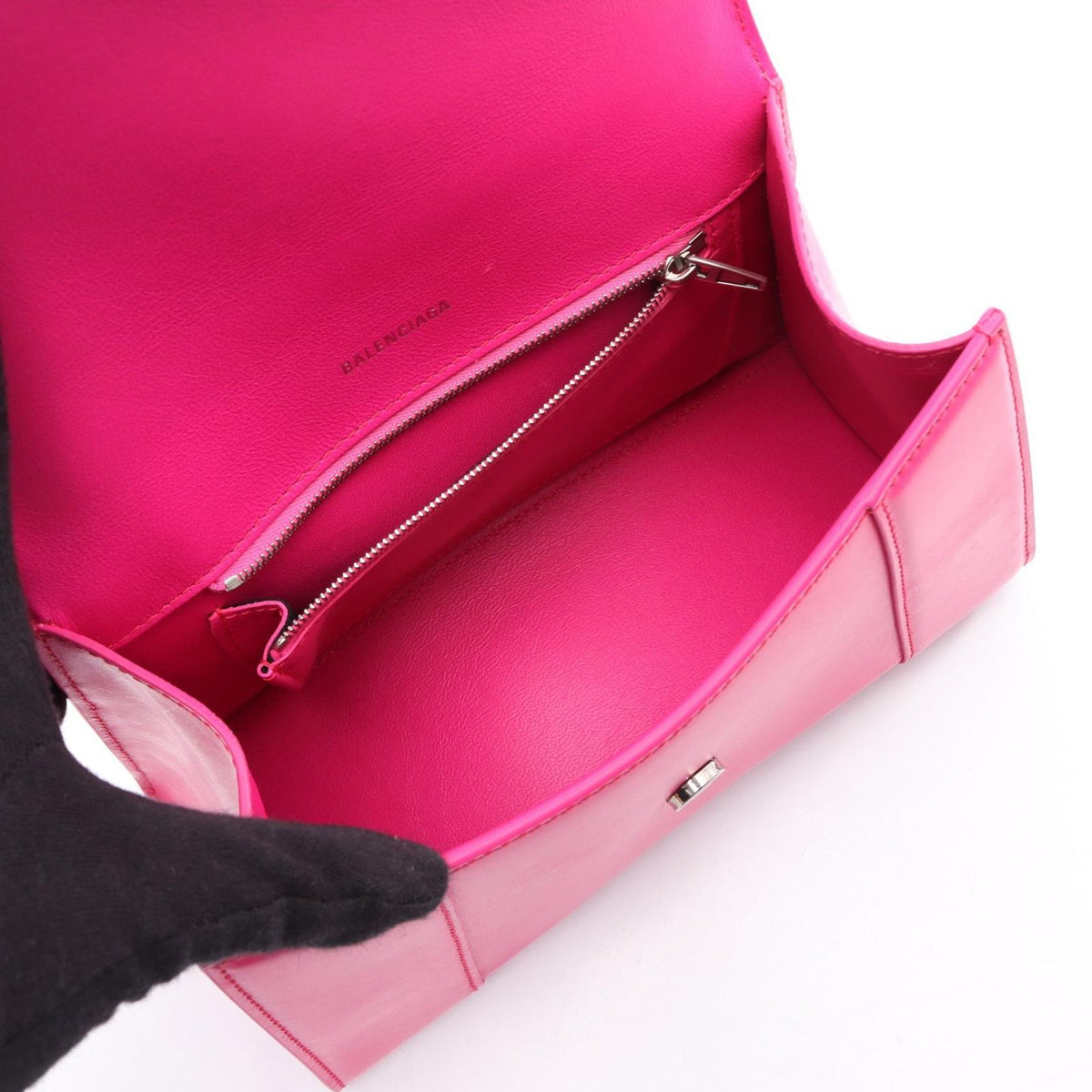 Balenciaga Handbag Hourglass Small 2-Way Fuchsia Pink Leather — view 3