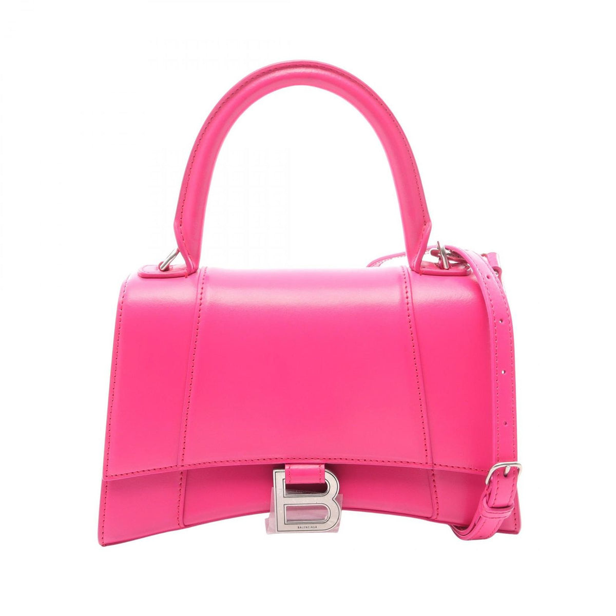 Balenciaga Handbag Hourglass Small 2-Way Fuchsia Pink Leather