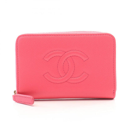 Chanel Round Wallet CC Logo Pink Caviar Leather CC