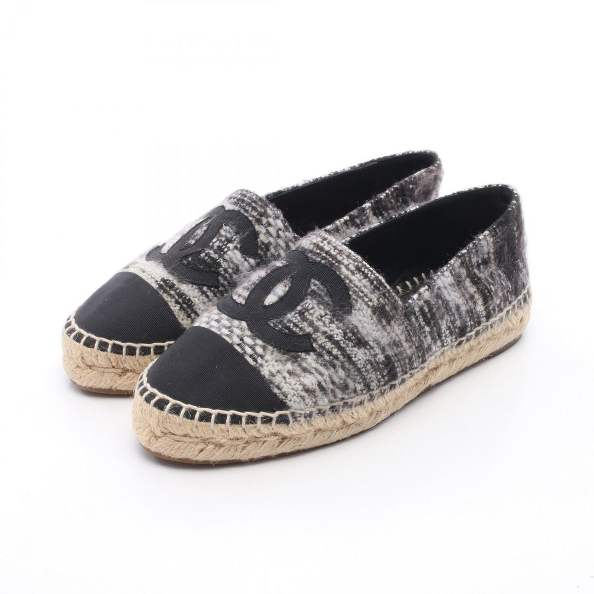 Chanel CC Logo Espadrilles Slip Ons Fabric