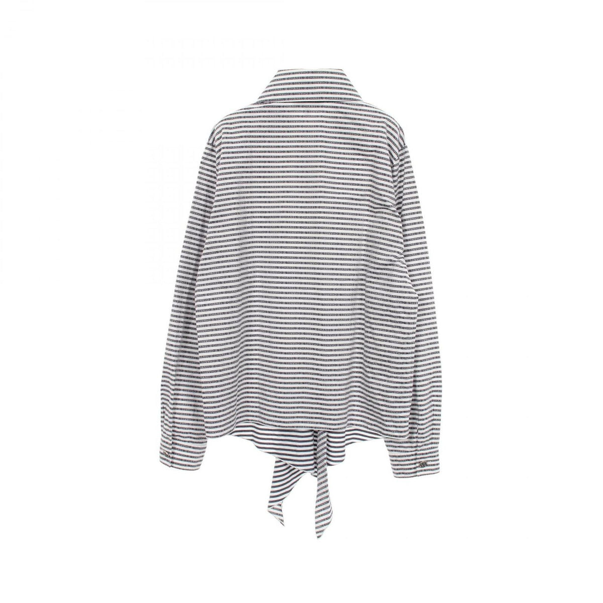 Chanel CC Logo Button Border Long Sleeve Cotton Shirt — view 2