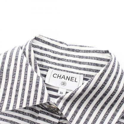 Chanel CC Logo Button Border Long Sleeve Cotton Shirt — view 7