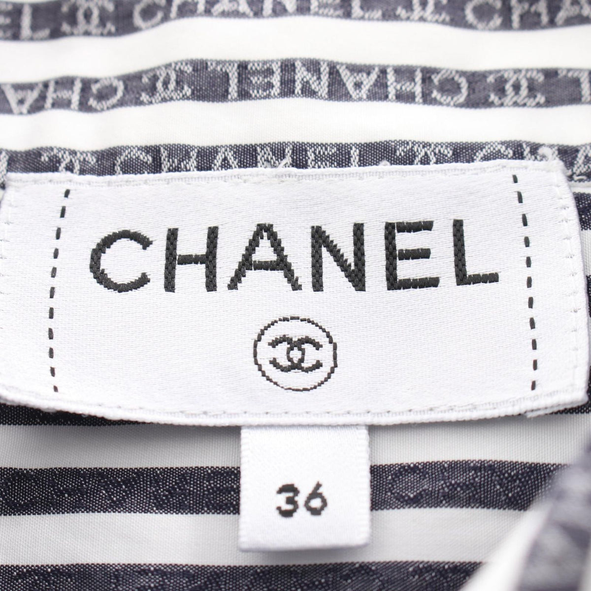 Chanel CC Logo Button Border Long Sleeve Cotton Shirt — view 3