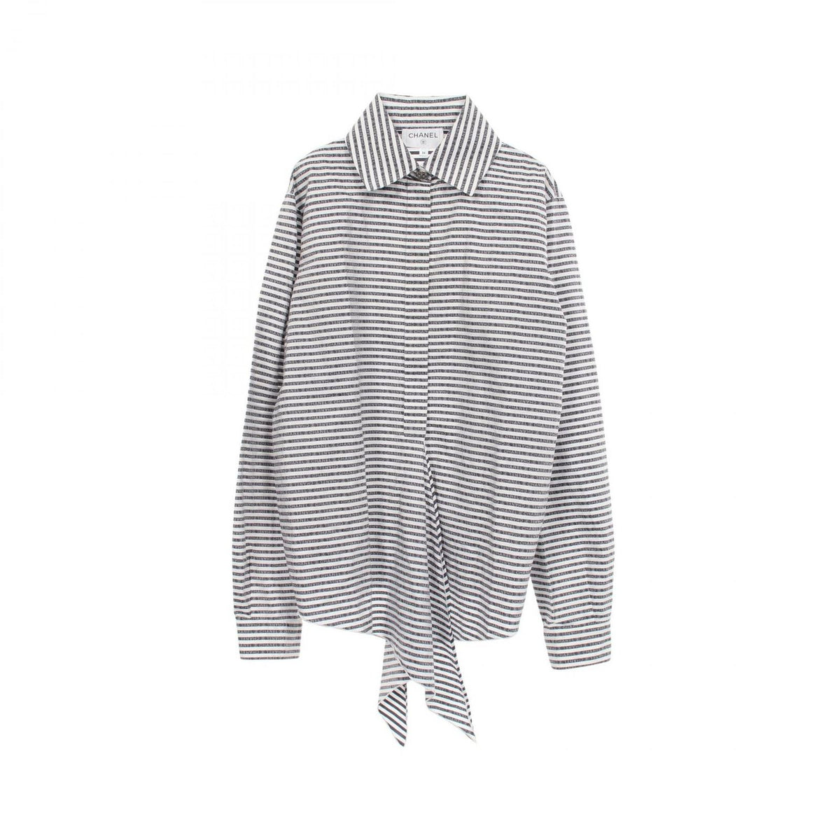 Chanel CC Logo Button Border Long Sleeve Cotton Shirt