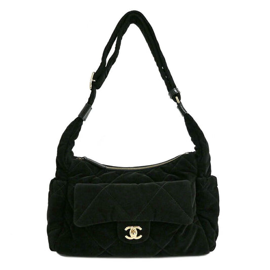 Chanel Large Bowling Bag Velvet Effect Nylon Black