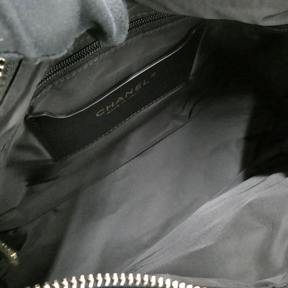 Chanel Large Bowling Bag Velvet Effect Nylon Black — view 5