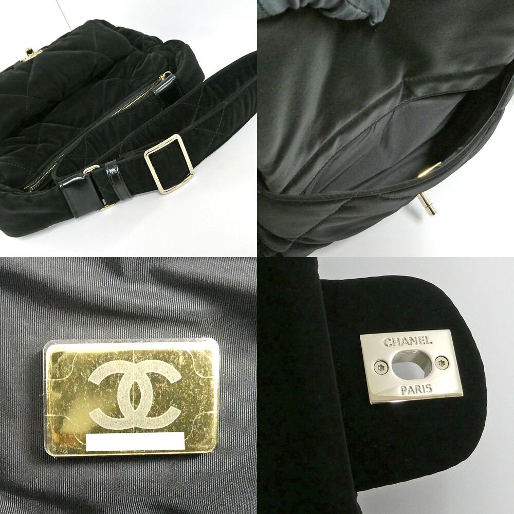 Chanel Large Bowling Bag Velvet Effect Nylon Black — view 8