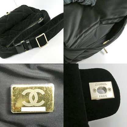 Chanel Large Bowling Bag Velvet Effect Nylon Black — view 8