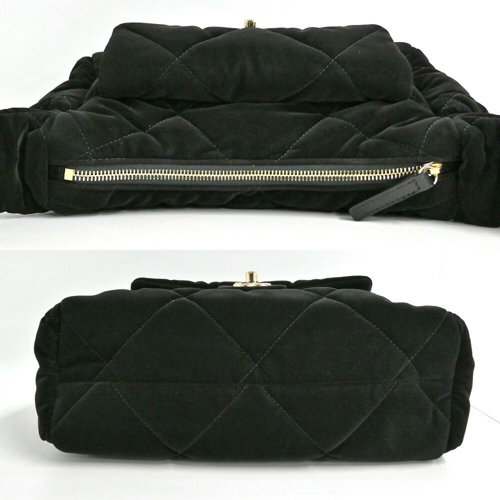 Chanel Large Bowling Bag Velvet Effect Nylon Black — view 4