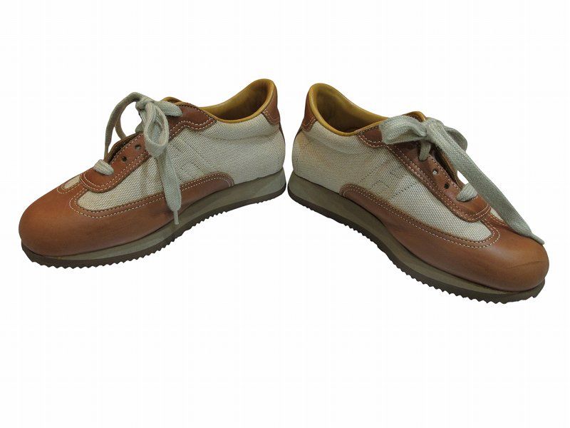 Hermes Sneakers Canvas Leather Brown — view 4