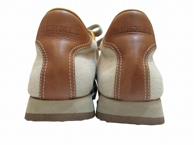 Hermes Sneakers Canvas Leather Brown — view 3