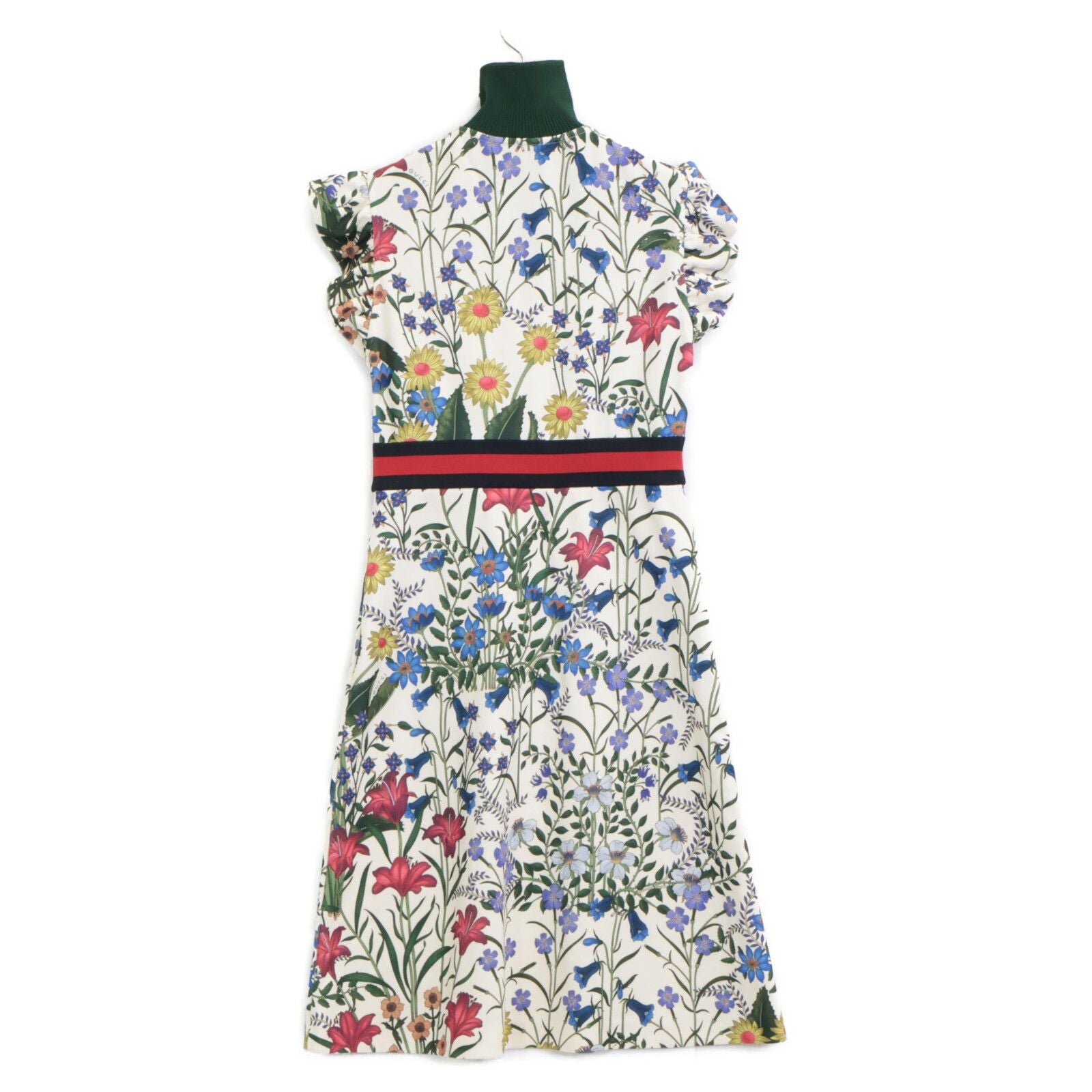 Gucci White Flower Print Frill Sleeve Jersey Dress XS — view 2