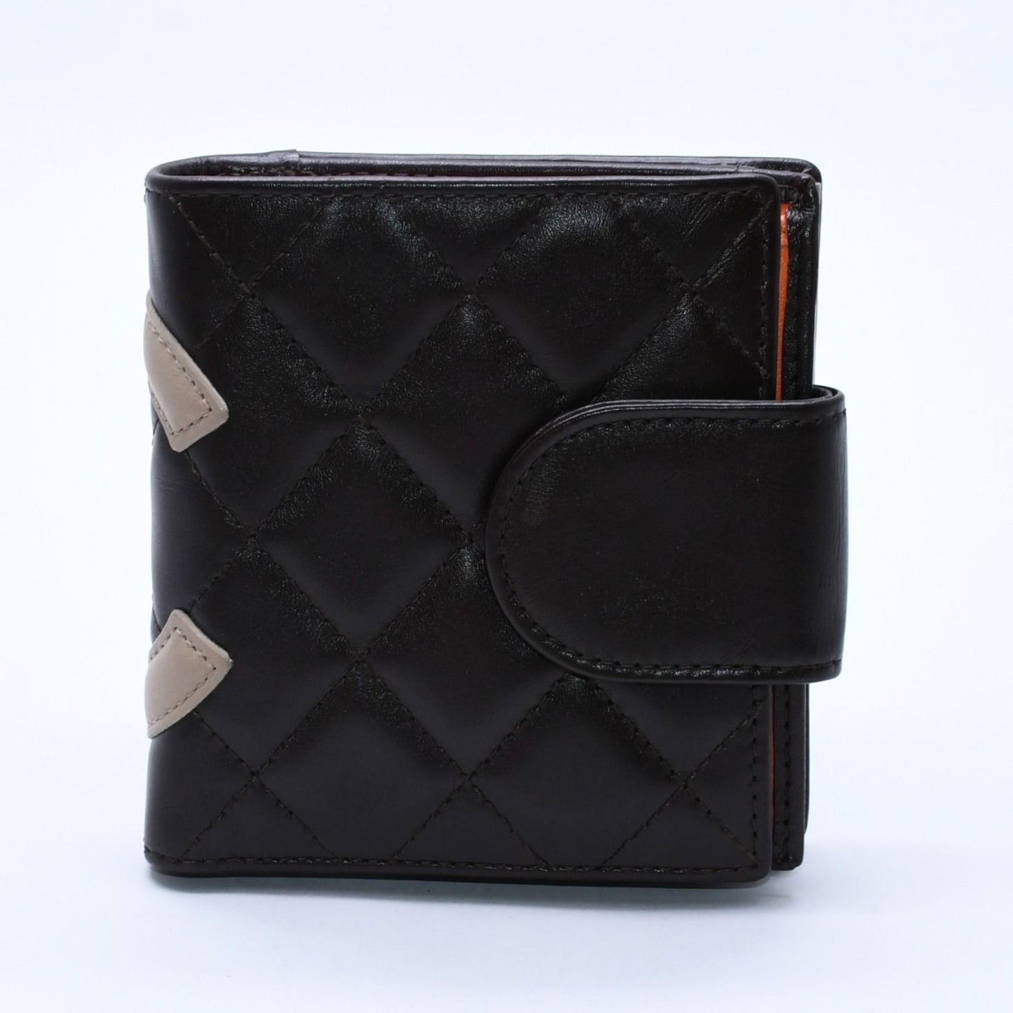 Chanel Cambon Line Kiss Lock Compact Wallet Bifold CC Logo Calfskin — view 3
