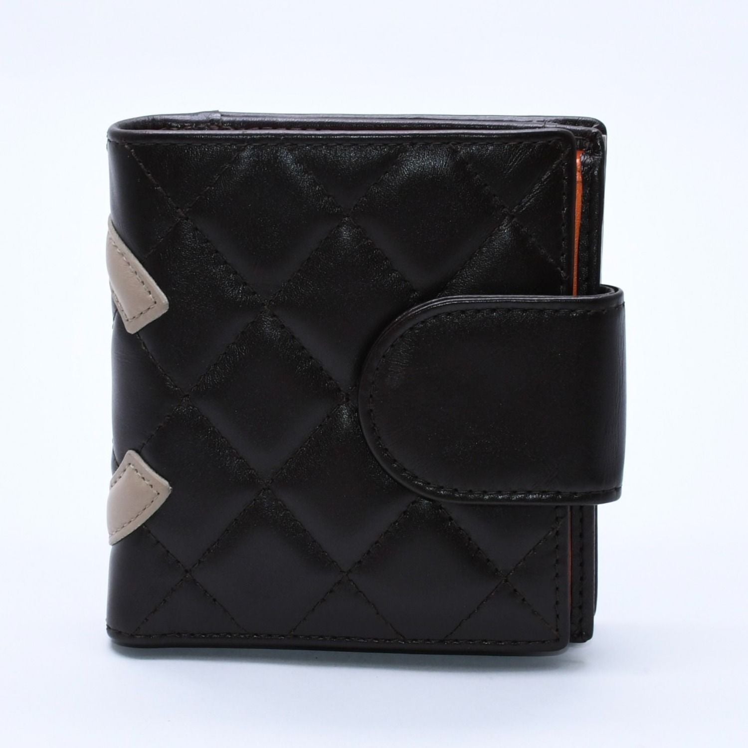 Chanel Cambon Line Kiss Lock Compact Wallet Bifold CC Logo Calfskin — view 3