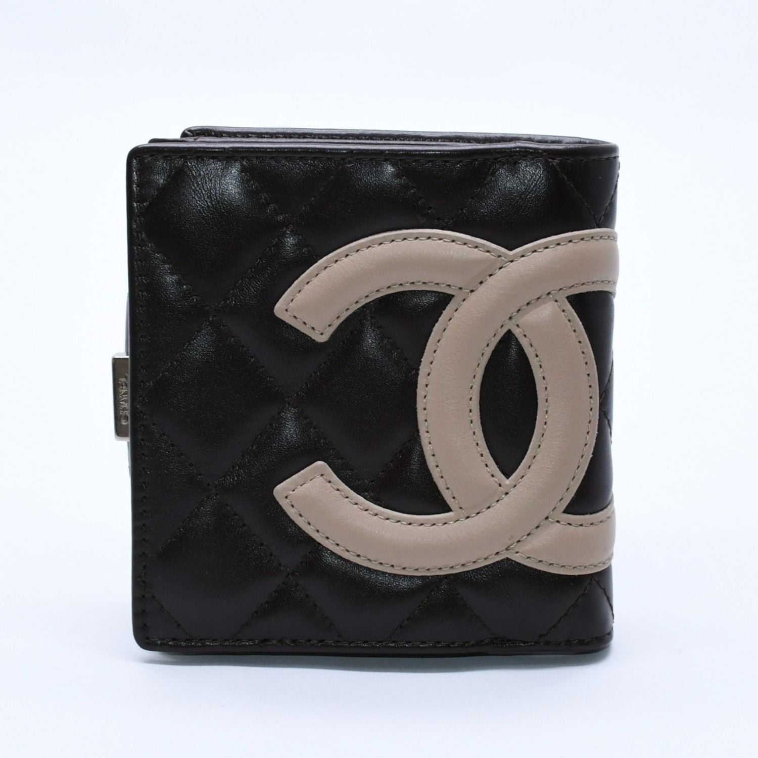 Chanel Cambon Line Kiss Lock Compact Wallet Bifold CC Logo Calfskin — view 2