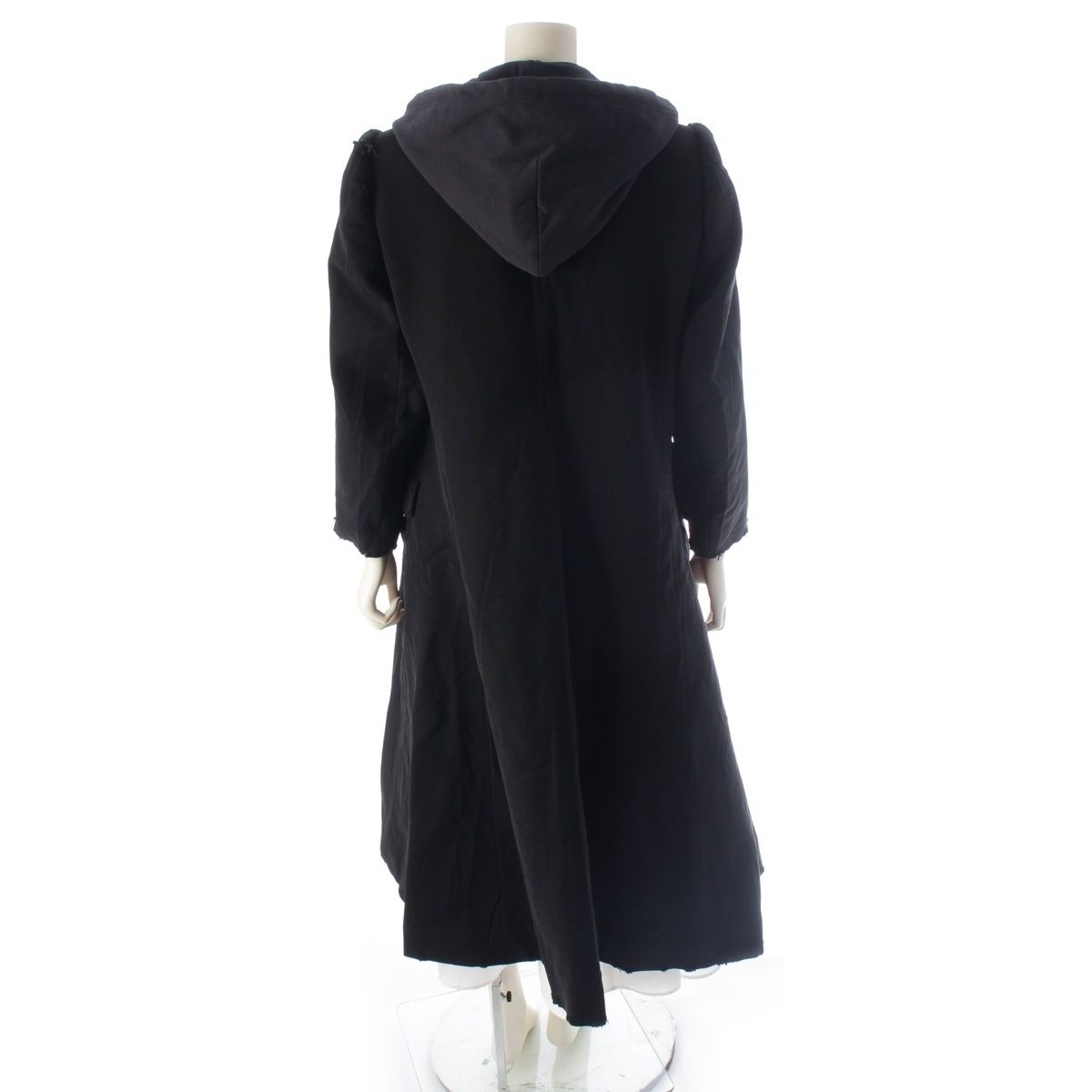 Balenciaga Nylon Cotton Rayon Distressed Coat Long Black Gray 36 — view 4