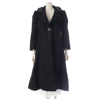 Balenciaga Nylon Cotton Rayon Distressed Coat Long Black Gray 36