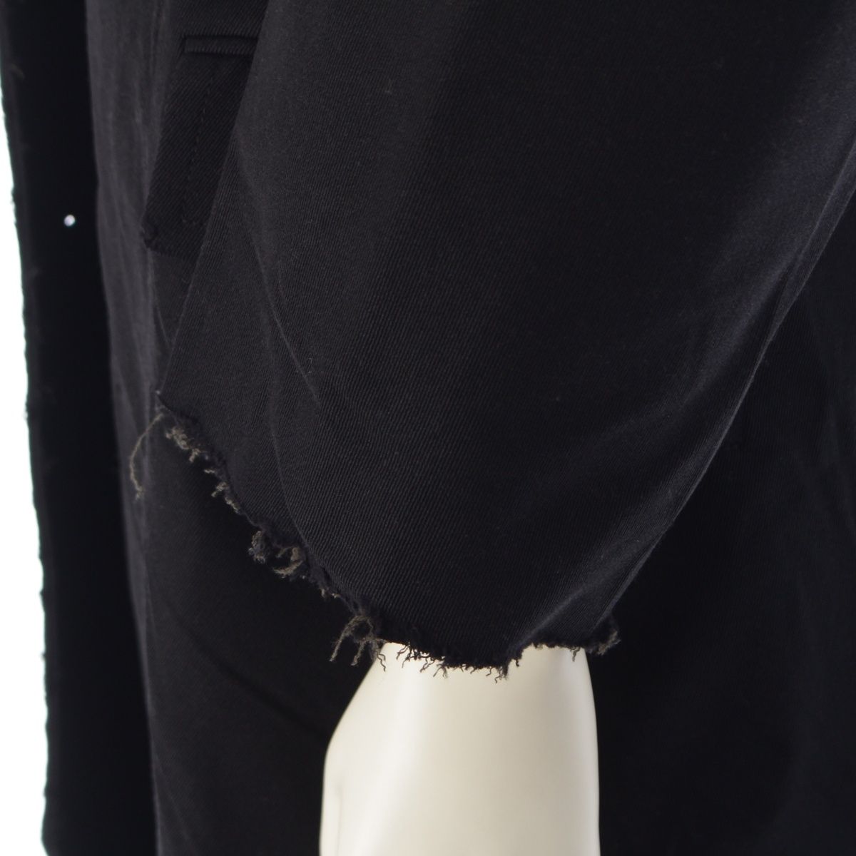Balenciaga Nylon Cotton Rayon Distressed Coat Long Black Gray 36 — view 6