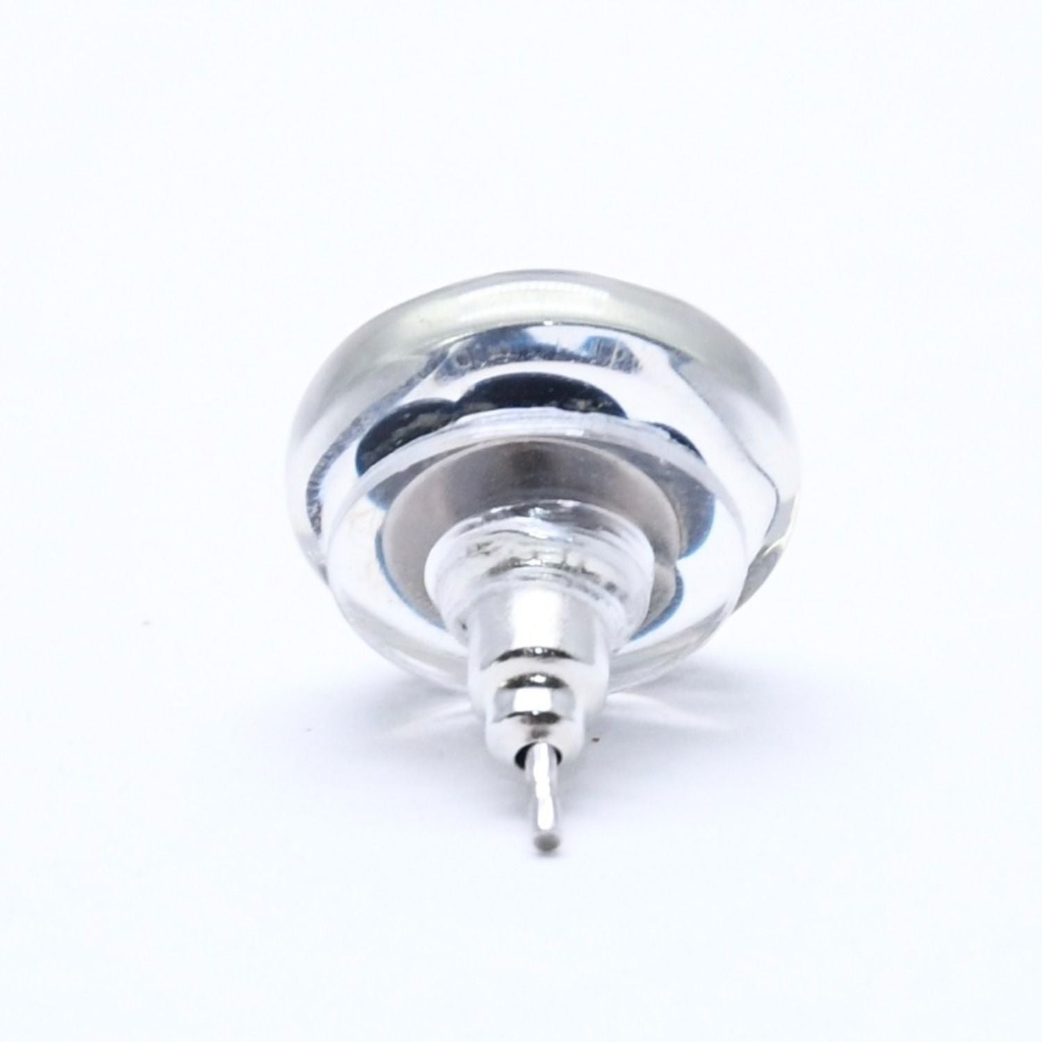 Chanel CC Logo Button Earrings 04 Camellia Clear Black White Resin — view 5