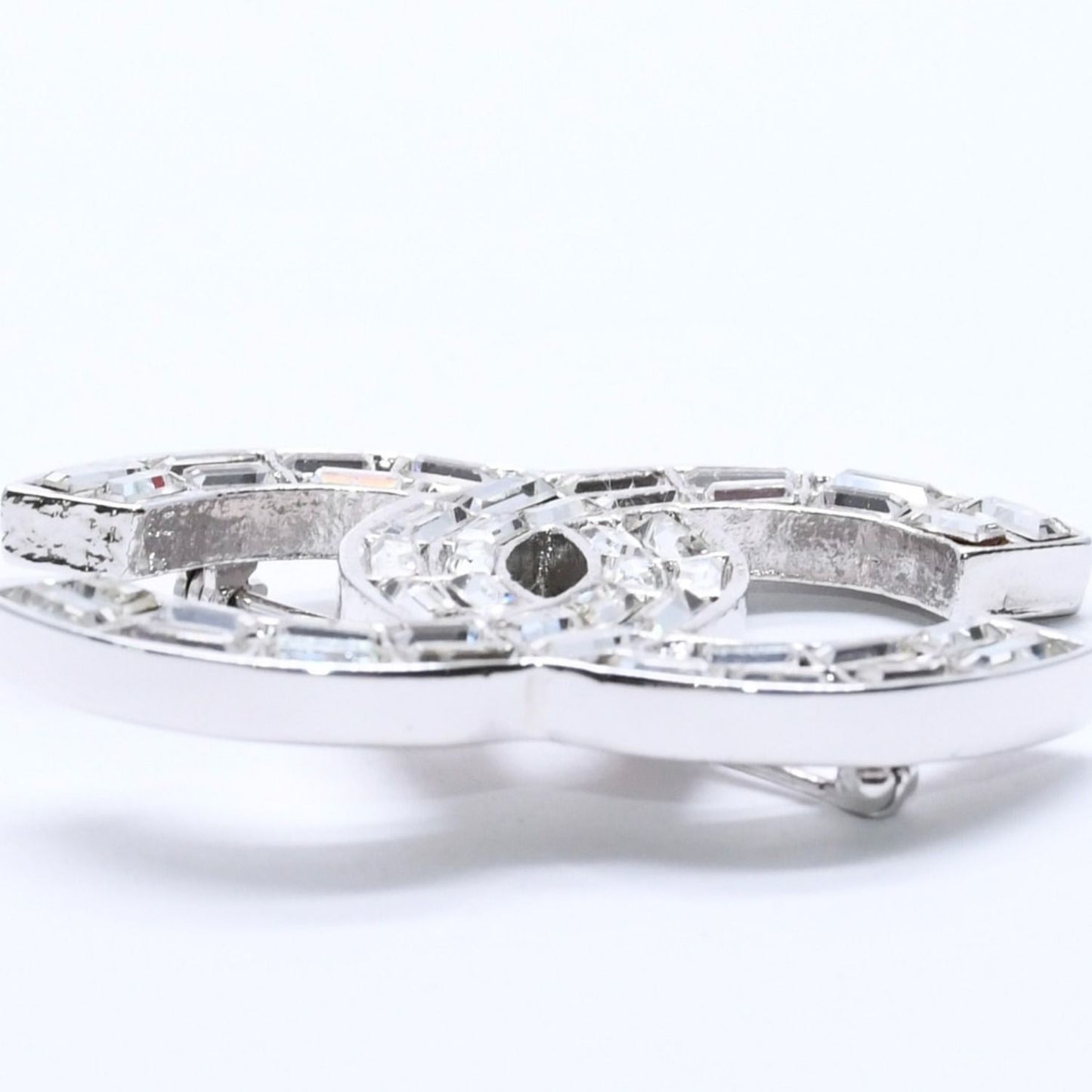 Chanel CC Logo Brooch 01 Metal Rhinestone Silver Clear — view 5