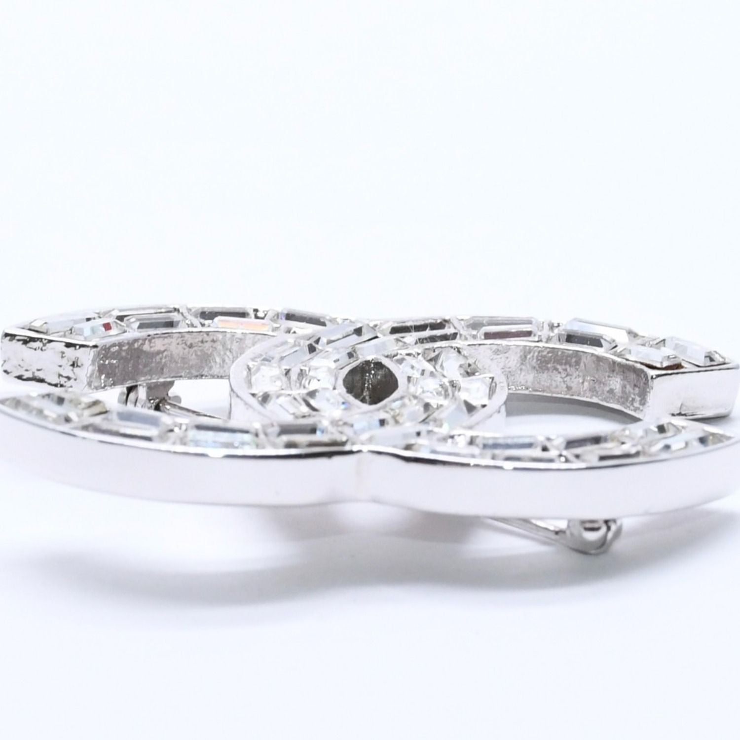 Chanel CC Logo Brooch 01 Metal Rhinestone Silver Clear — view 5