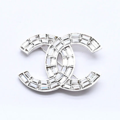 Chanel CC Logo Brooch 01 Metal Rhinestone Silver Clear — view 2