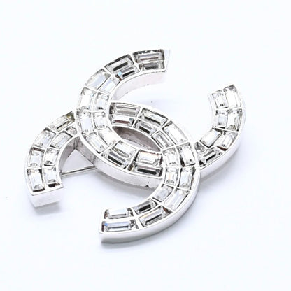 Chanel CC Logo Brooch 01 Metal Rhinestone Silver Clear — view 4