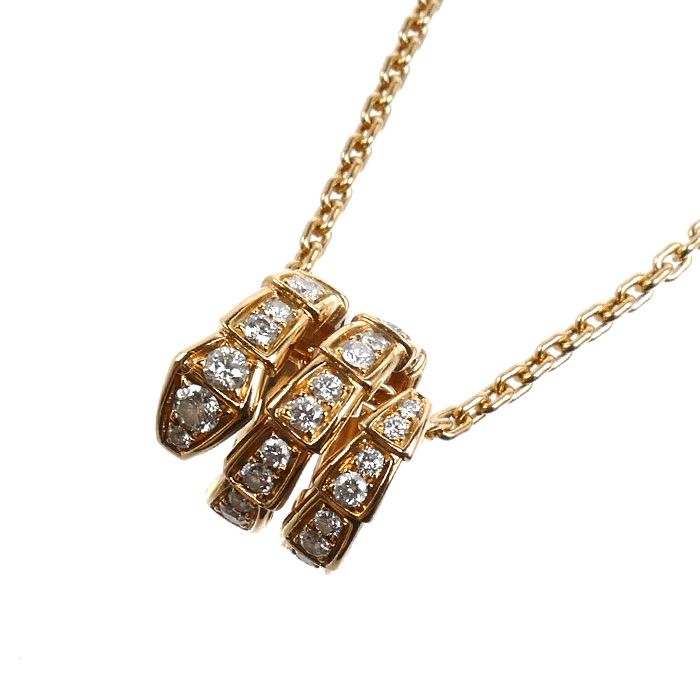 Bvlgari 18K Pink Gold Serpenti Vipa Necklace Diamond 52 54