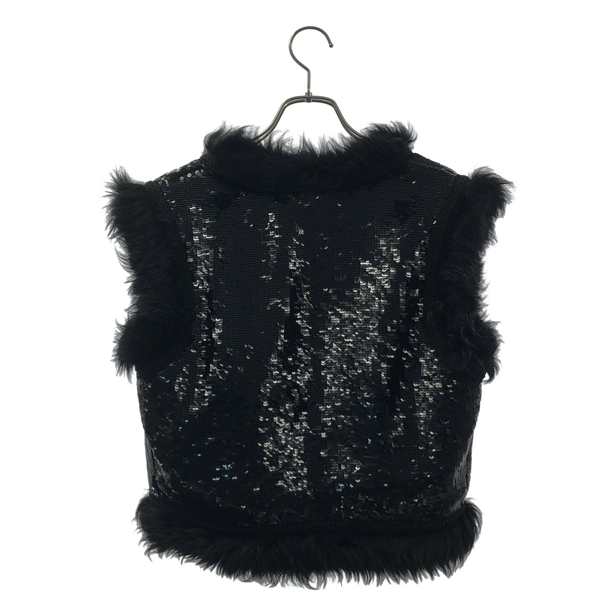 Celine Sequin Fur Vest Black — view 5