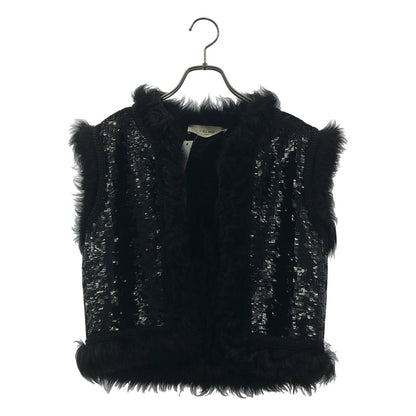 Celine Sequin Fur Vest Black