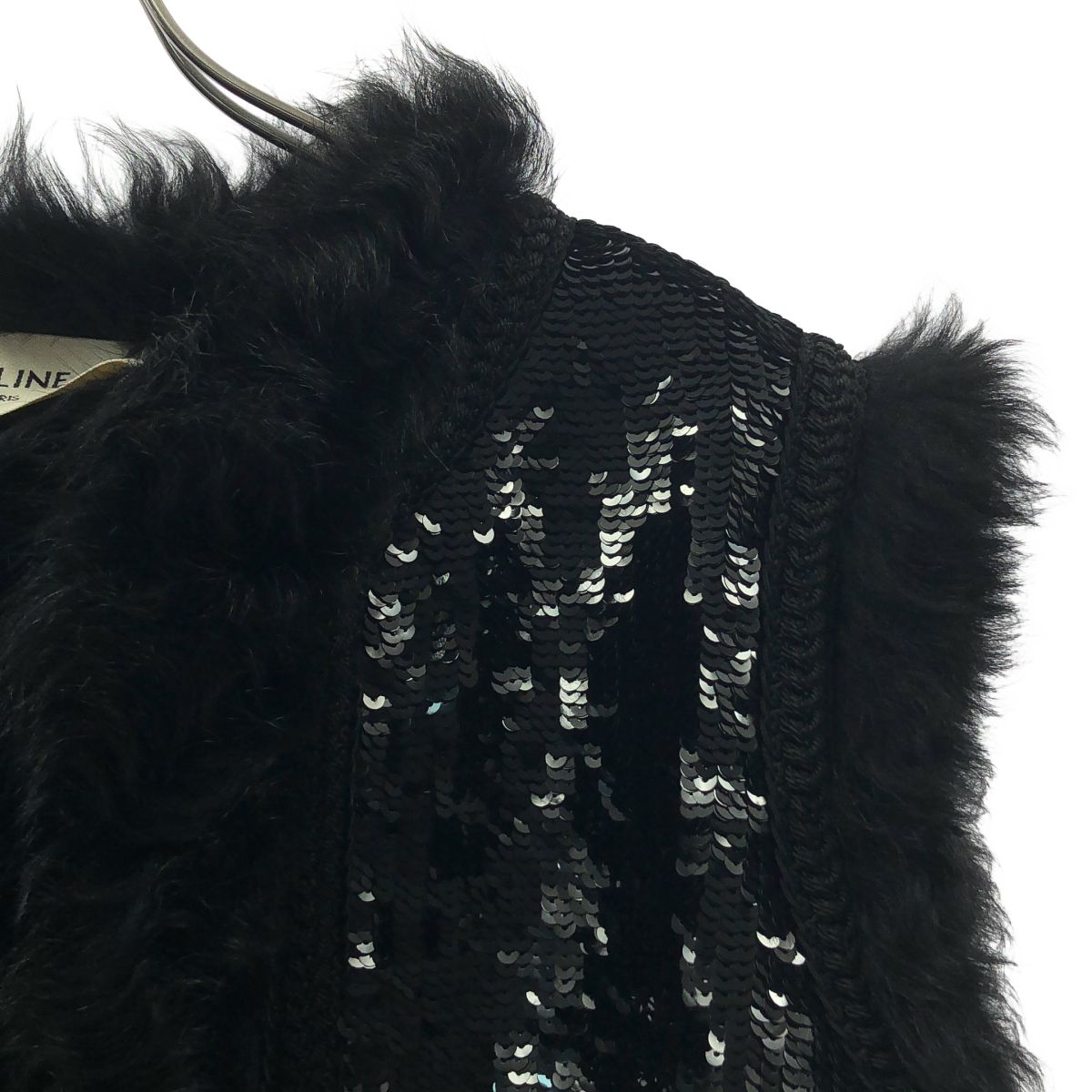 Celine Sequin Fur Vest Black — view 2