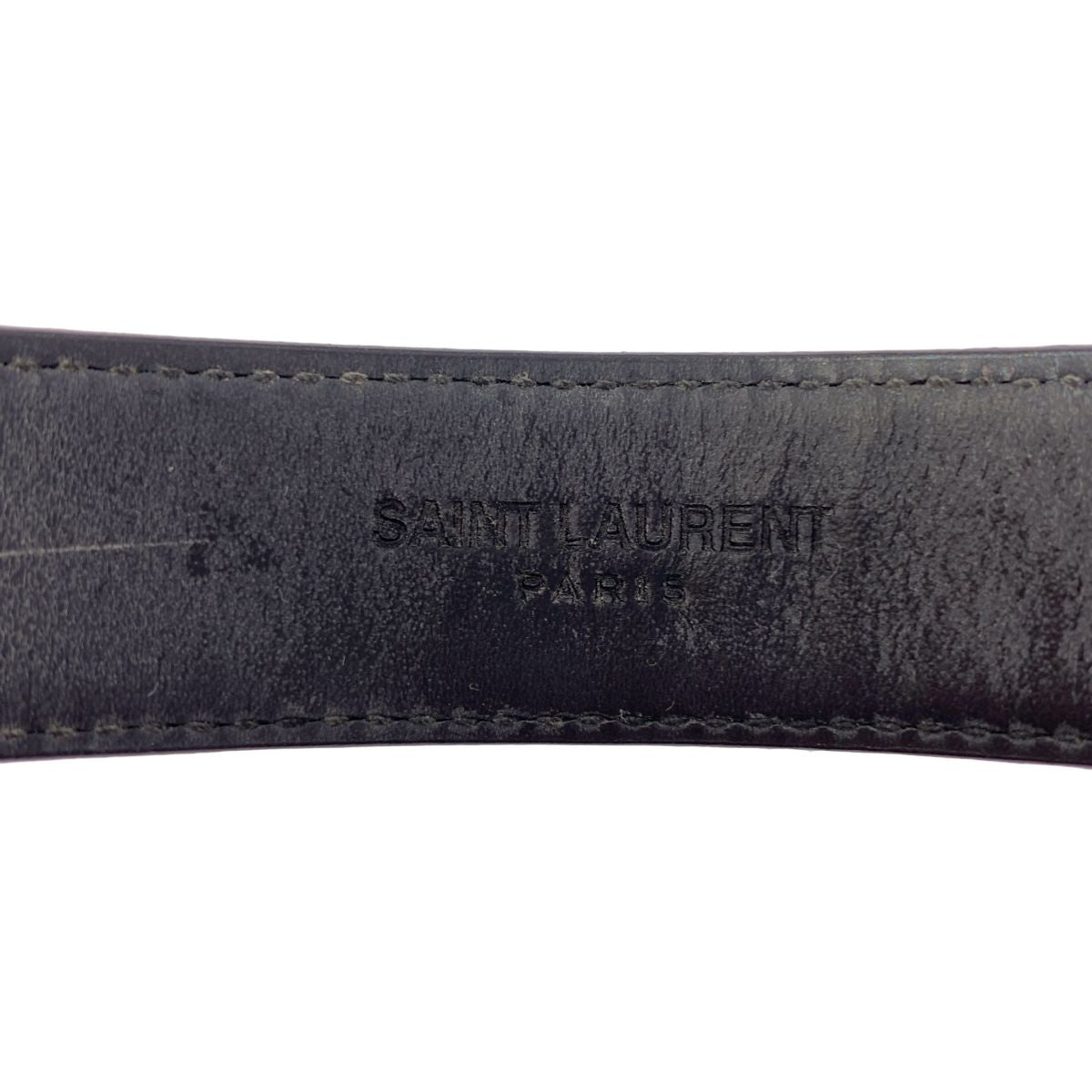 Saint Laurent Paris By Hedi Slimane Ribbon Studded Leather Bracelet Black Silver — view 6