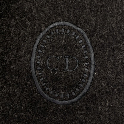 Dior Cashmere Logo Fringe Large Scarf Dark Brown — view 4