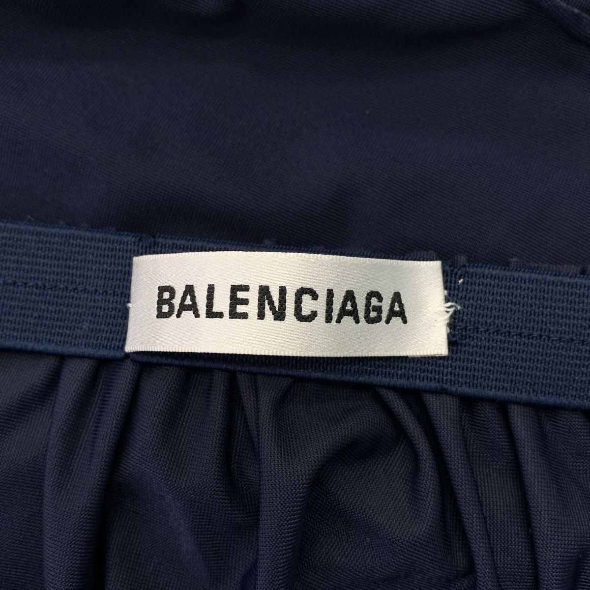 Balenciaga Waist Logo Lace Docking Long Skirt 34 Navy — view 5