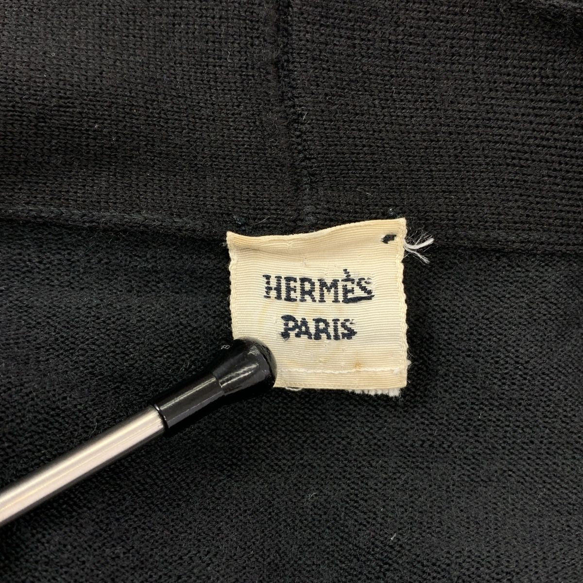 Hermes Gaultier Era Wool Fly Front V-neck Knit Cardigan Black — view 6