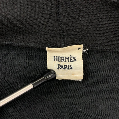 Hermes Gaultier Era Wool Fly Front V-neck Knit Cardigan Black — view 6