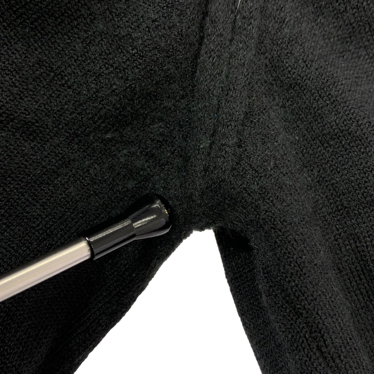 Hermes Gaultier Era Wool Fly Front V-neck Knit Cardigan Black — view 7