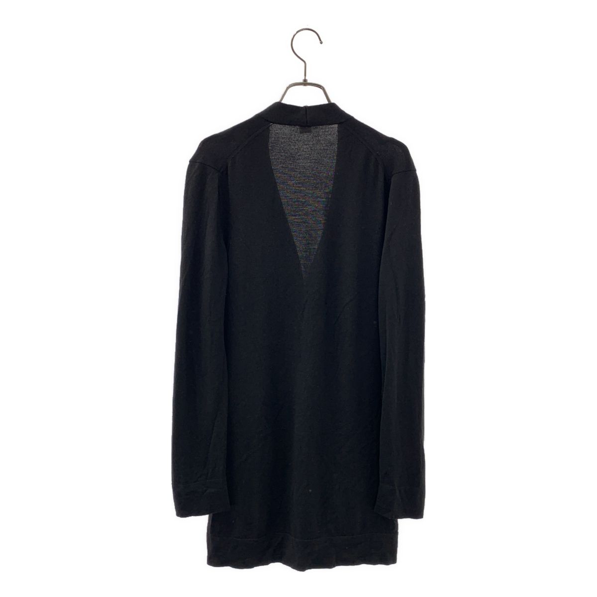 Hermes Gaultier Era Wool Fly Front V-neck Knit Cardigan Black — view 4