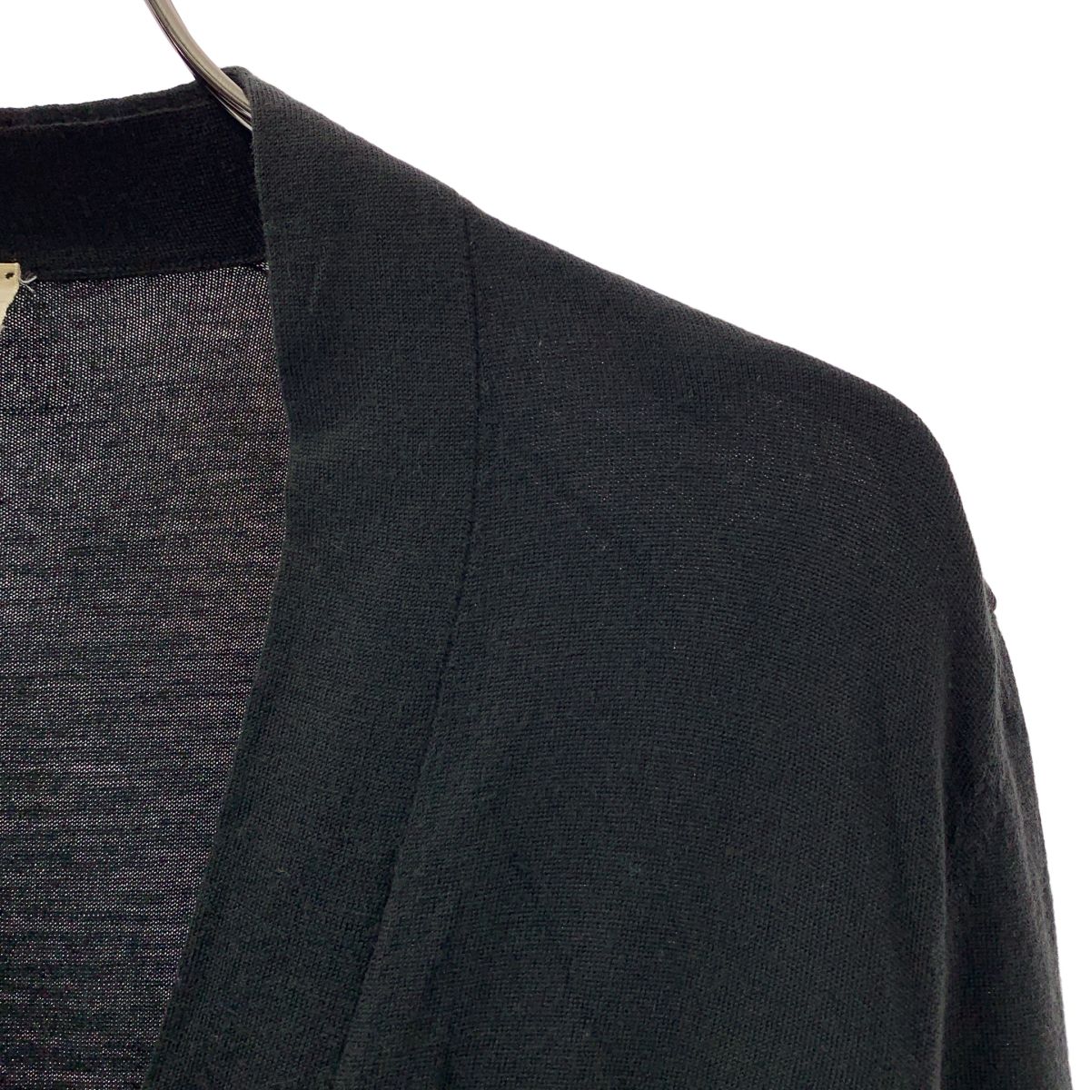 Hermes Gaultier Era Wool Fly Front V-neck Knit Cardigan Black — view 2