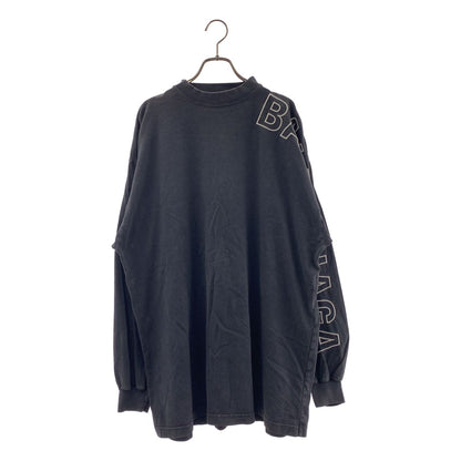 Balenciaga Outline Long Sleeve T-Shirt Vintage Wash Logo Embroidery 2 Black
