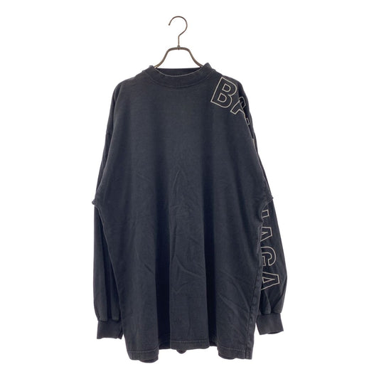Balenciaga Outline Long Sleeve T-Shirt Vintage Wash Logo Embroidery 2 Black