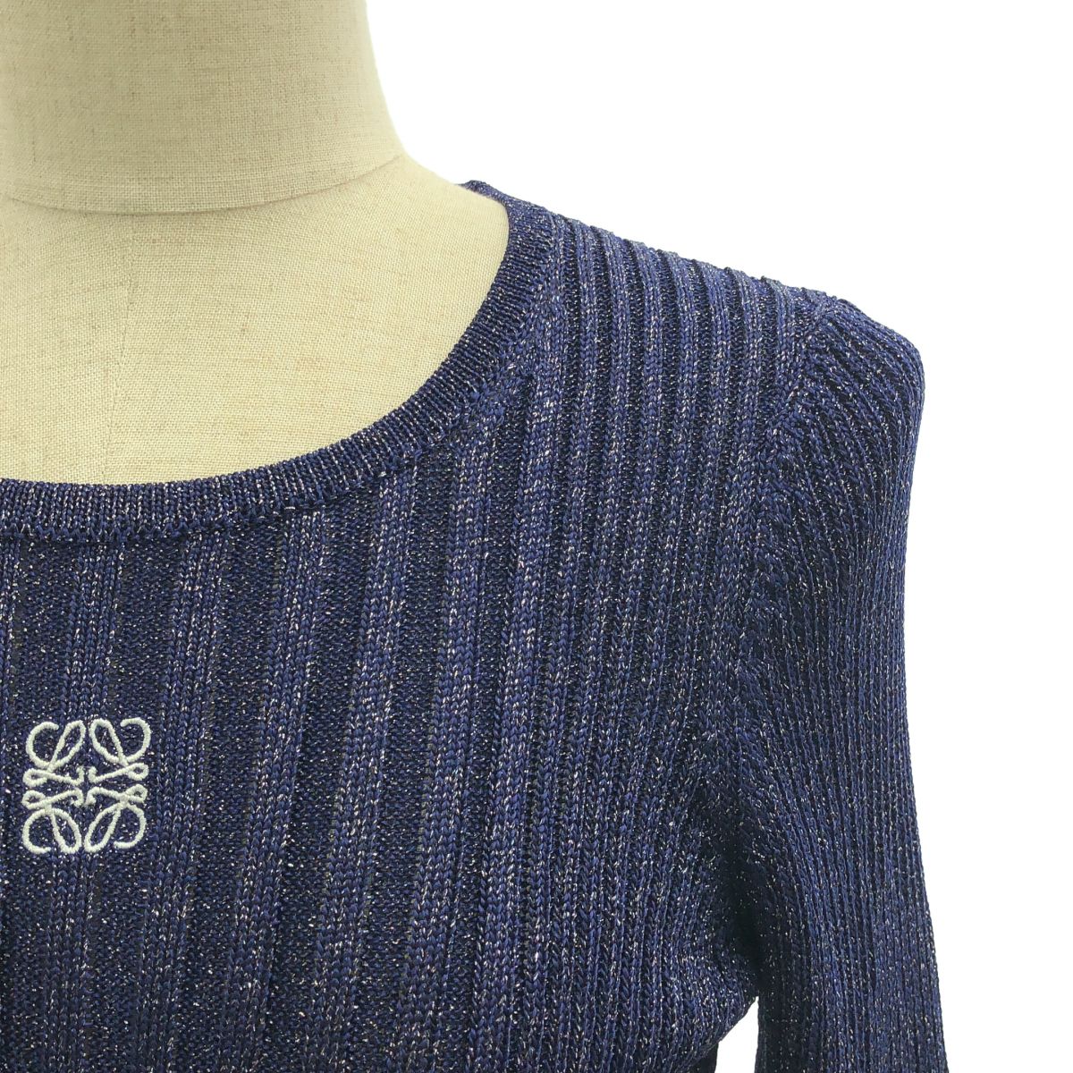 Loewe Rib Anagram Logo Knit XS Navy Sweater — view 2