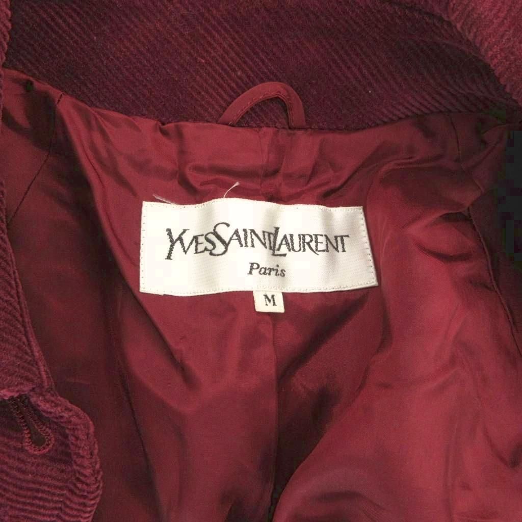 Saint Laurent Vintage Soutien Collar Coat Epaulette M Red MG — view 6