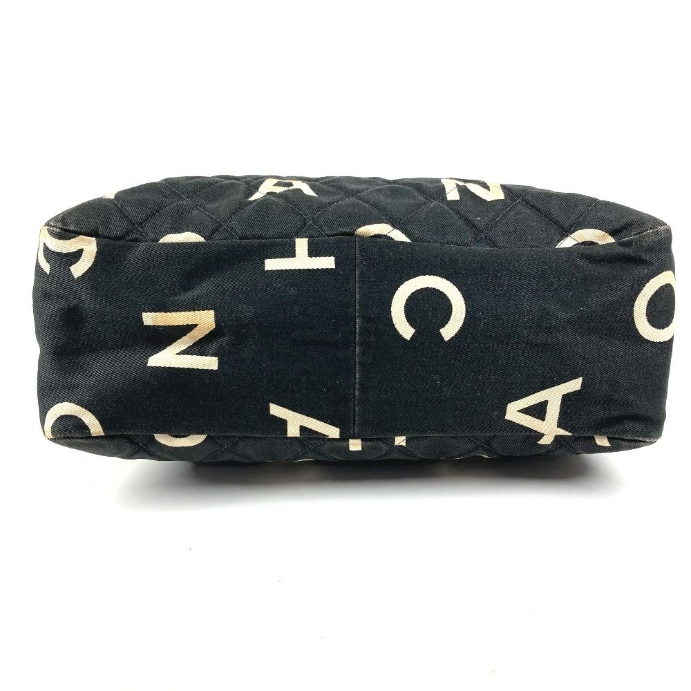 Chanel Shoulder Bag CC Logo All Over Pattern Cotton Black — view 5