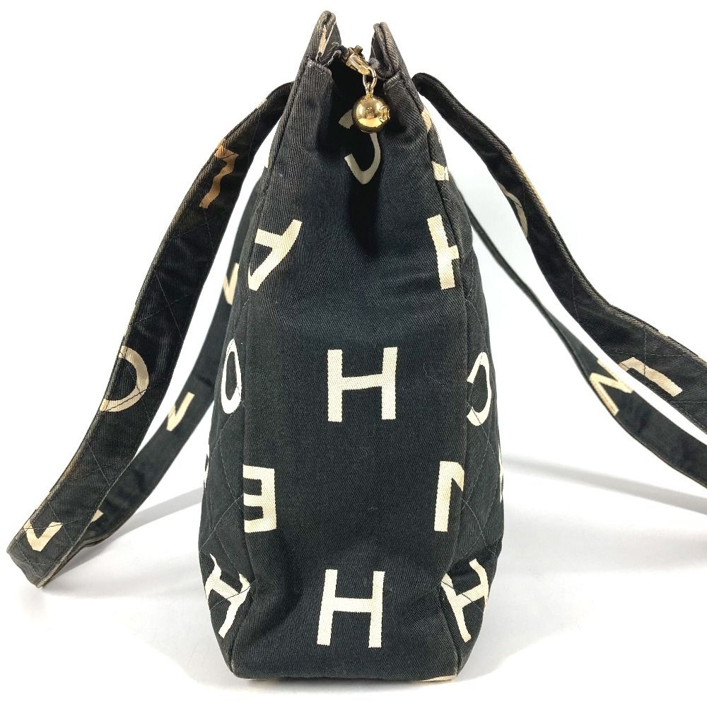 Chanel Shoulder Bag CC Logo All Over Pattern Cotton Black — view 4