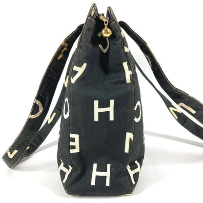 Chanel Shoulder Bag CC Logo All Over Pattern Cotton Black — view 4