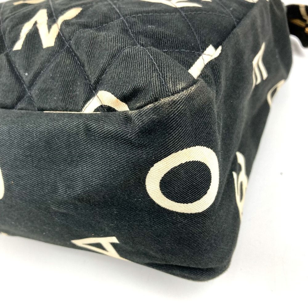 Chanel Shoulder Bag CC Logo All Over Pattern Cotton Black — view 6