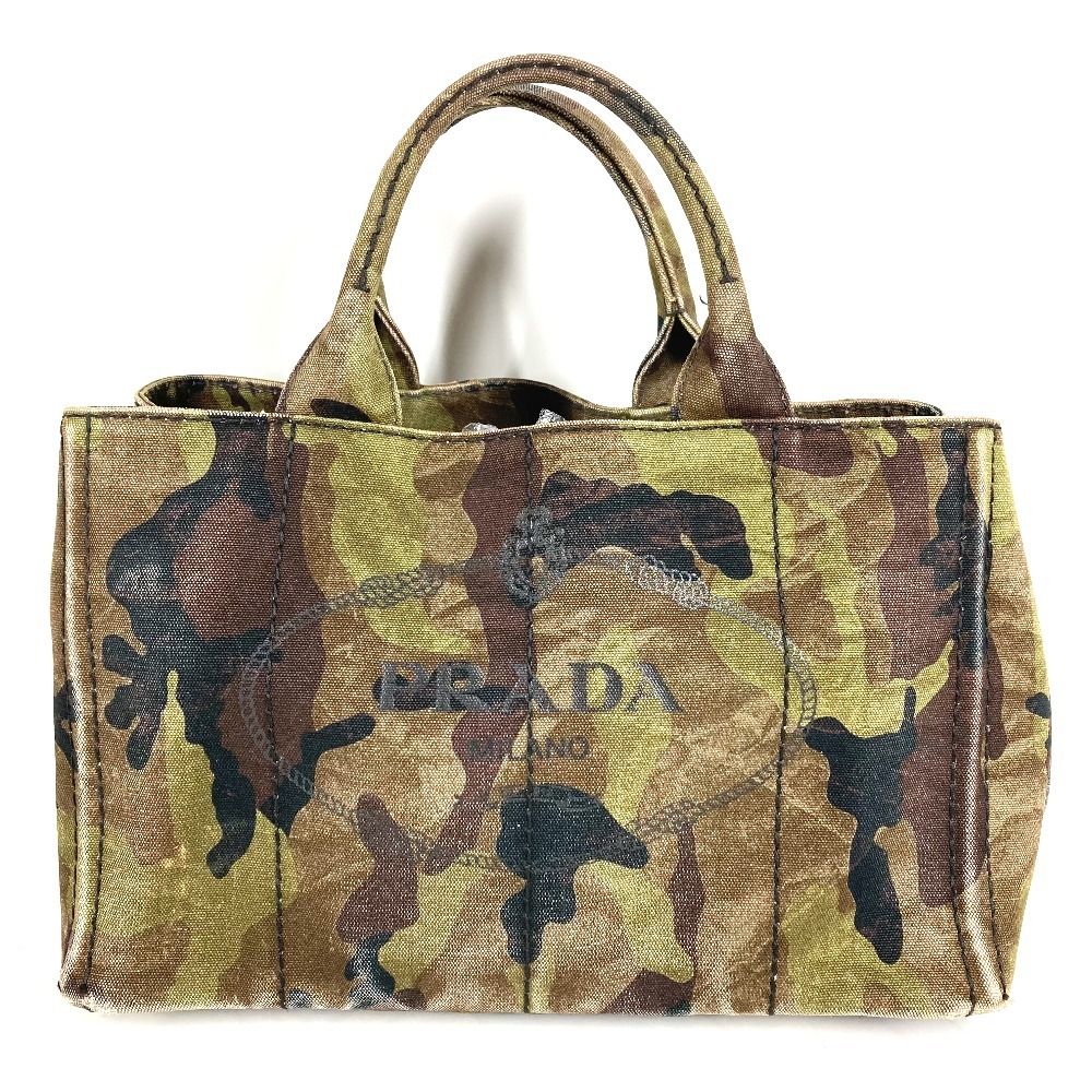 Prada Handbag Logo Canapa Canvas Green